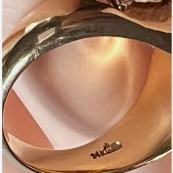 Stamped 14k Yellow Gold Ancient Crafted “G” Symbol Band Ring Size 8.75 - 12.2g - Picture 7 of 8